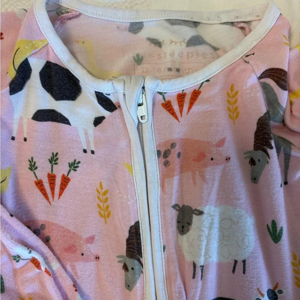 Little Sleepies Farm Animal Zip Pajamas